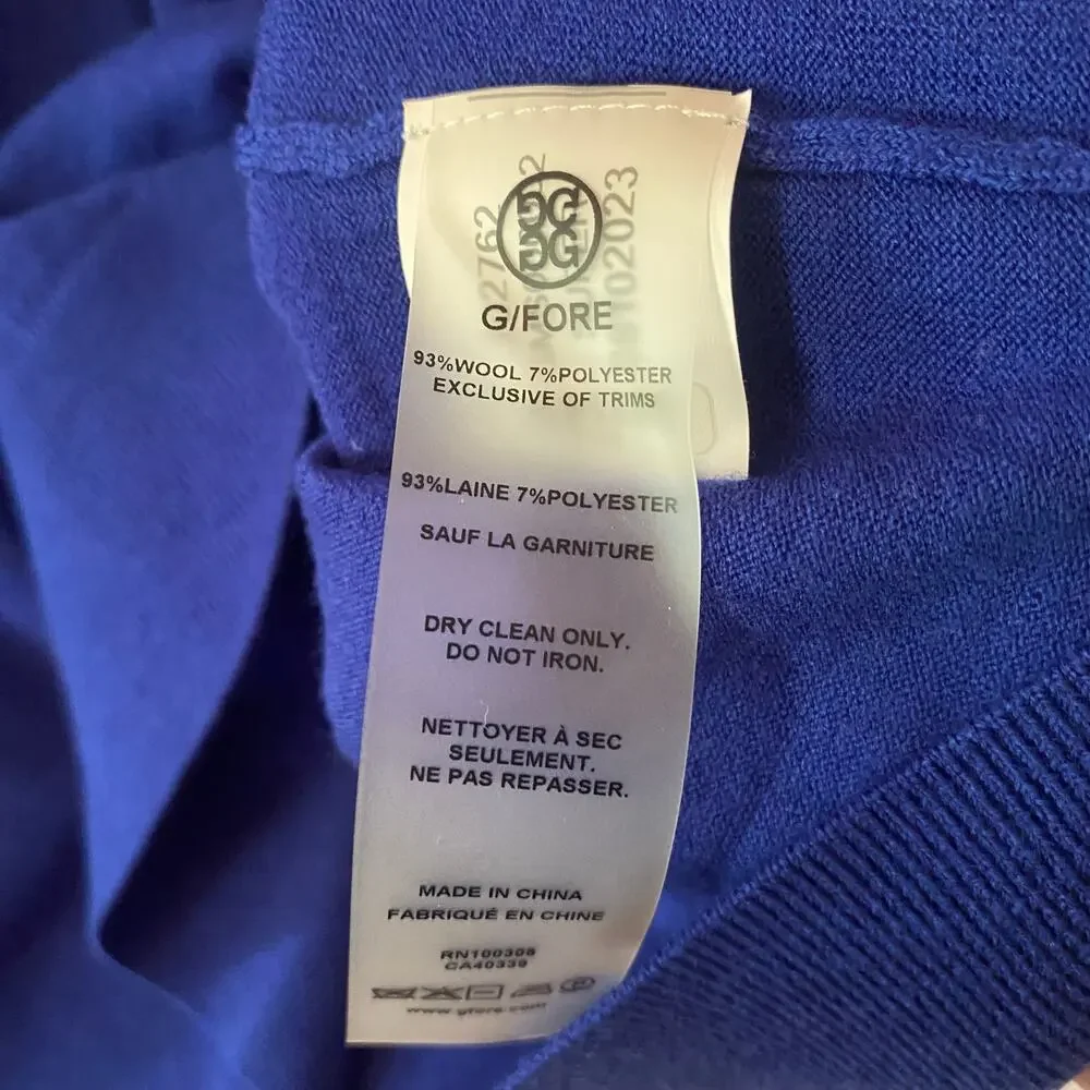 G/FORE Blue White Knit Pullover Sweater Wool Blend Minimalist Men's size Large